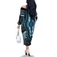 Polynesia Dashiki Family Matching Off Shoulder Long Sleeve Dress and Hawaiian Shirt Polynesia and Africa Traditional Special Together Blue LT9 - Polynesian Pride