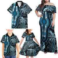 Polynesia Dashiki Family Matching Off Shoulder Maxi Dress and Hawaiian Shirt Polynesia and Africa Traditional Special Together Blue LT9 - Polynesian Pride