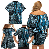 Polynesia Dashiki Family Matching Off Shoulder Short Dress and Hawaiian Shirt Polynesia and Africa Traditional Special Together Blue LT9 - Polynesian Pride