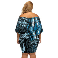 Polynesia Dashiki Family Matching Off Shoulder Short Dress and Hawaiian Shirt Polynesia and Africa Traditional Special Together Blue LT9 - Polynesian Pride