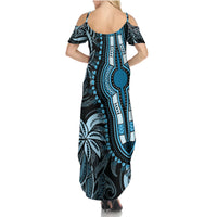 Polynesia Dashiki Family Matching Summer Maxi Dress and Hawaiian Shirt Polynesia and Africa Traditional Special Together Blue LT9 - Polynesian Pride