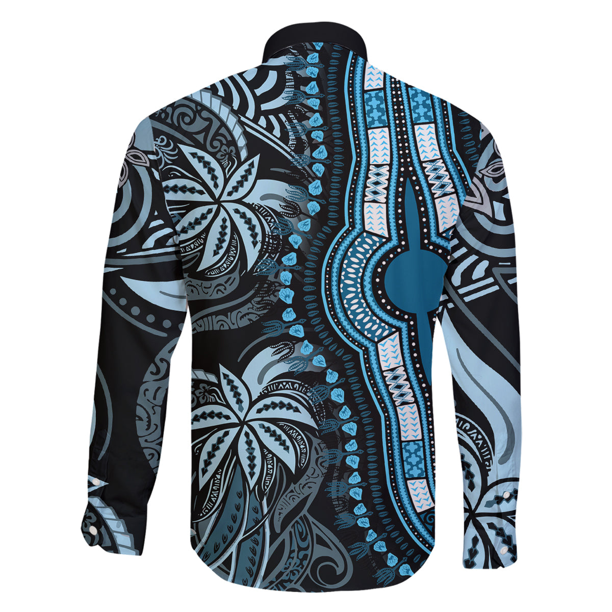 Polynesia Dashiki Family Matching Tank Maxi Dress and Hawaiian Shirt Polynesia and Africa Traditional Special Together Blue LT9 - Polynesian Pride