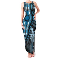 Polynesia Dashiki Family Matching Tank Maxi Dress and Hawaiian Shirt Polynesia and Africa Traditional Special Together Blue LT9 Mom's Dress Blue - Polynesian Pride