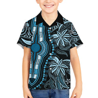 Polynesia Dashiki Kid Hawaiian Shirt Polynesia and Africa Traditional Special Together Blue LT9 Kid Blue - Polynesian Pride