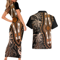 Polynesia Dashiki Couples Matching Short Sleeve Bodycon Dress and Hawaiian Shirt Polynesia and Africa Traditional Special Together Gold LT9 - Polynesian Pride