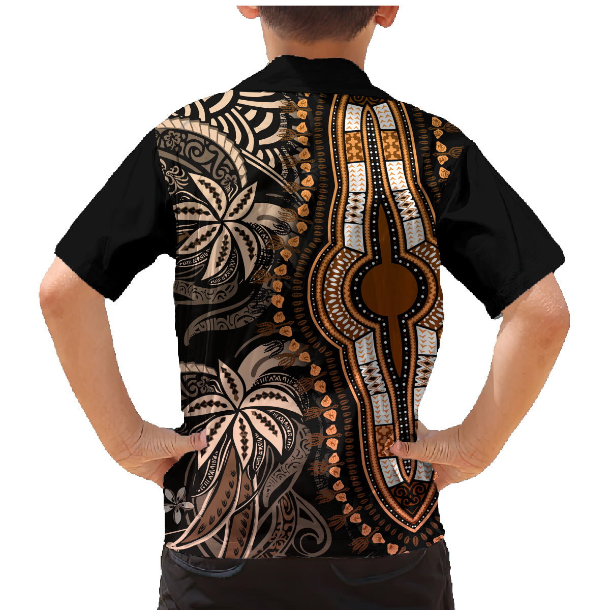 Polynesia Dashiki Family Matching Mermaid Dress and Hawaiian Shirt Polynesia and Africa Traditional Special Together Gold LT9 - Polynesian Pride