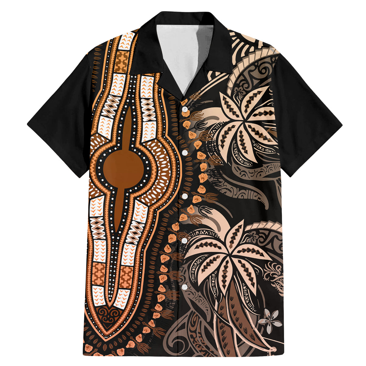 Polynesia Dashiki Family Matching Mermaid Dress and Hawaiian Shirt Polynesia and Africa Traditional Special Together Gold LT9 Dad's Shirt - Short Sleeve Gold - Polynesian Pride