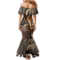Polynesia Dashiki Family Matching Mermaid Dress and Hawaiian Shirt Polynesia and Africa Traditional Special Together Gold LT9 - Polynesian Pride
