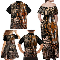 Polynesia Dashiki Family Matching Off Shoulder Maxi Dress and Hawaiian Shirt Polynesia and Africa Traditional Special Together Gold LT9 - Polynesian Pride