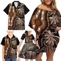 Polynesia Dashiki Family Matching Off Shoulder Short Dress and Hawaiian Shirt Polynesia and Africa Traditional Special Together Gold LT9 - Polynesian Pride