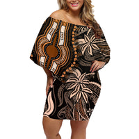Polynesia Dashiki Family Matching Off Shoulder Short Dress and Hawaiian Shirt Polynesia and Africa Traditional Special Together Gold LT9 Mom's Dress Gold - Polynesian Pride