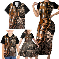 Polynesia Dashiki Family Matching Short Sleeve Bodycon Dress and Hawaiian Shirt Polynesia and Africa Traditional Special Together Gold LT9 - Polynesian Pride