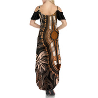 Polynesia Dashiki Family Matching Summer Maxi Dress and Hawaiian Shirt Polynesia and Africa Traditional Special Together Gold LT9 - Polynesian Pride