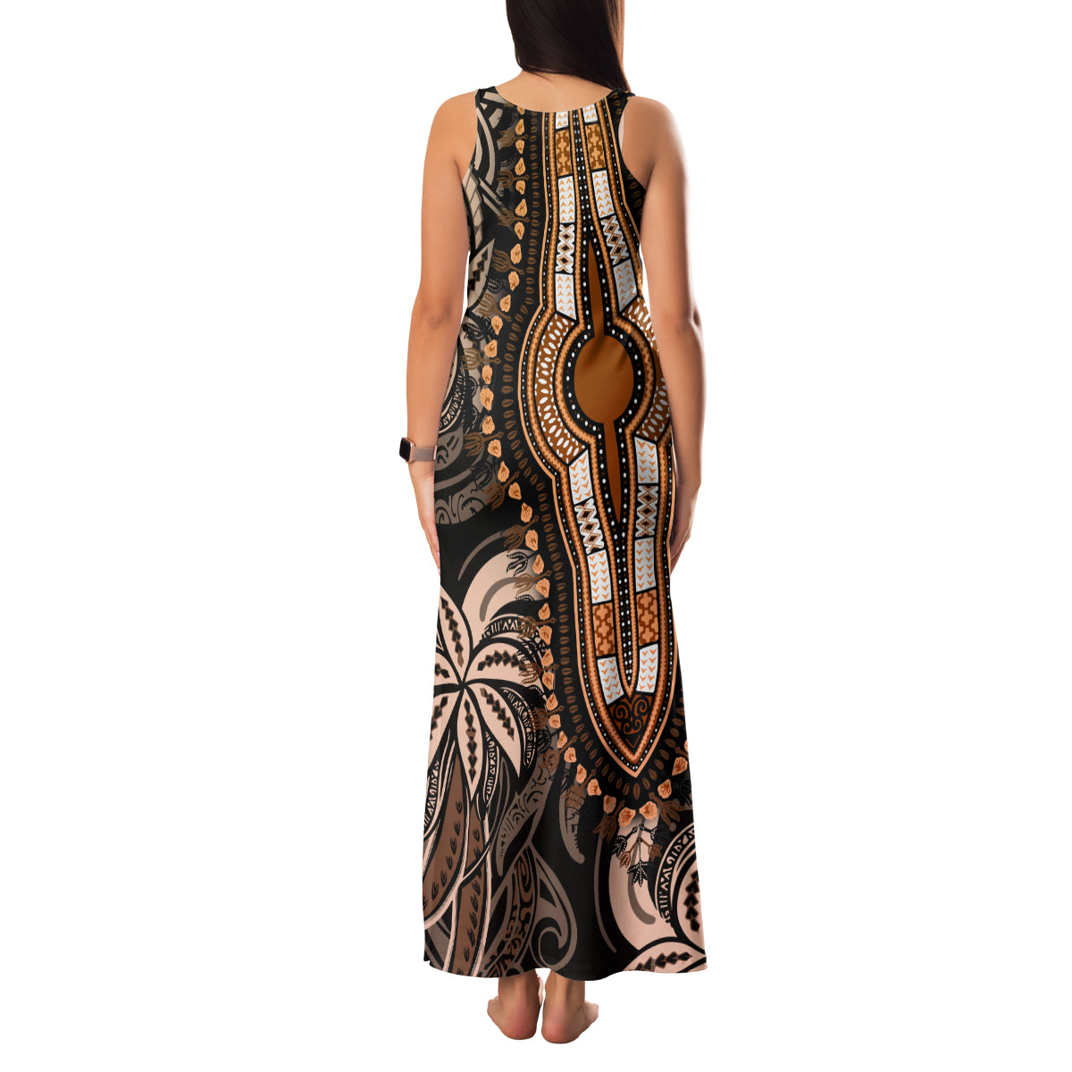 Polynesia Dashiki Family Matching Tank Maxi Dress and Hawaiian Shirt Polynesia and Africa Traditional Special Together Gold LT9 - Polynesian Pride