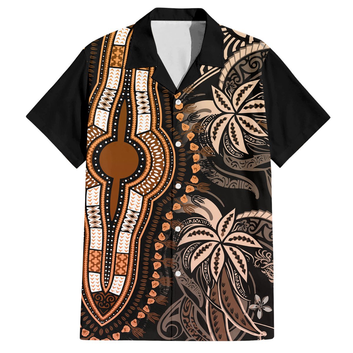 Polynesia Dashiki Hawaiian Shirt Polynesia and Africa Traditional Special Together Gold LT9 Gold - Polynesian Pride