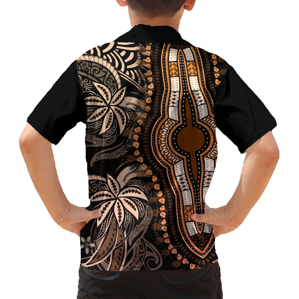 Polynesia Dashiki Hawaiian Shirt Polynesia and Africa Traditional Special Together Gold LT9 - Polynesian Pride