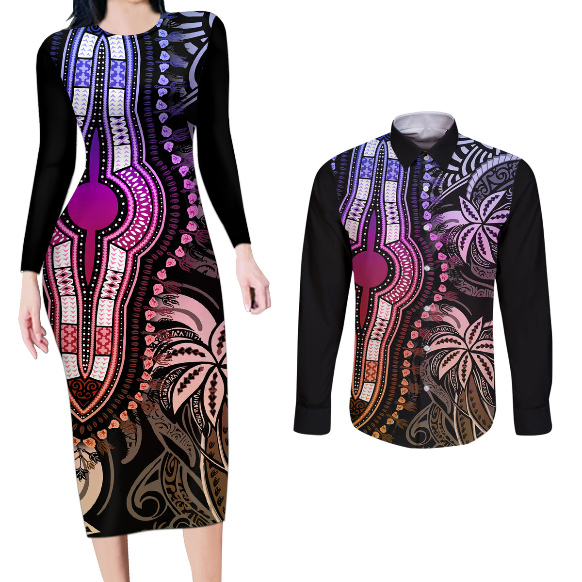 polynesia-dashiki-couples-matching-long-sleeve-bodycon-dress-and-long-sleeve-button-shirts-polynesia-and-africa-traditional-special-together-pastel