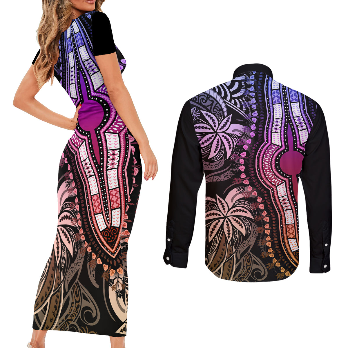 polynesia-dashiki-couples-matching-short-sleeve-bodycon-dress-and-long-sleeve-button-shirts-polynesia-and-africa-traditional-special-together-pastel