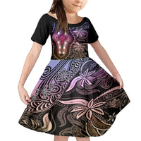 Polynesia Dashiki Family Matching Mermaid Dress and Hawaiian Shirt Polynesia and Africa Traditional Special Together Pastel LT9 Daughter's Dress Pastel - Polynesian Pride