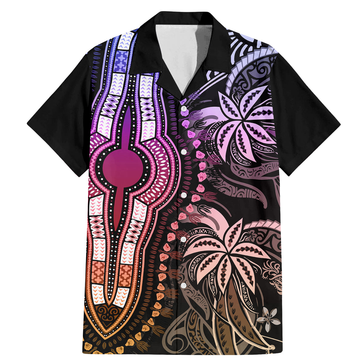 Polynesia Dashiki Family Matching Mermaid Dress and Hawaiian Shirt Polynesia and Africa Traditional Special Together Pastel LT9 Dad's Shirt - Short Sleeve Pastel - Polynesian Pride