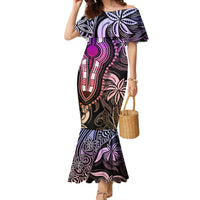 Polynesia Dashiki Family Matching Mermaid Dress and Hawaiian Shirt Polynesia and Africa Traditional Special Together Pastel LT9 Mom's Dress Pastel - Polynesian Pride