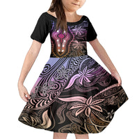Polynesia Dashiki Family Matching Off Shoulder Maxi Dress and Hawaiian Shirt Polynesia and Africa Traditional Special Together Pastel LT9 Daughter's Dress Pastel - Polynesian Pride