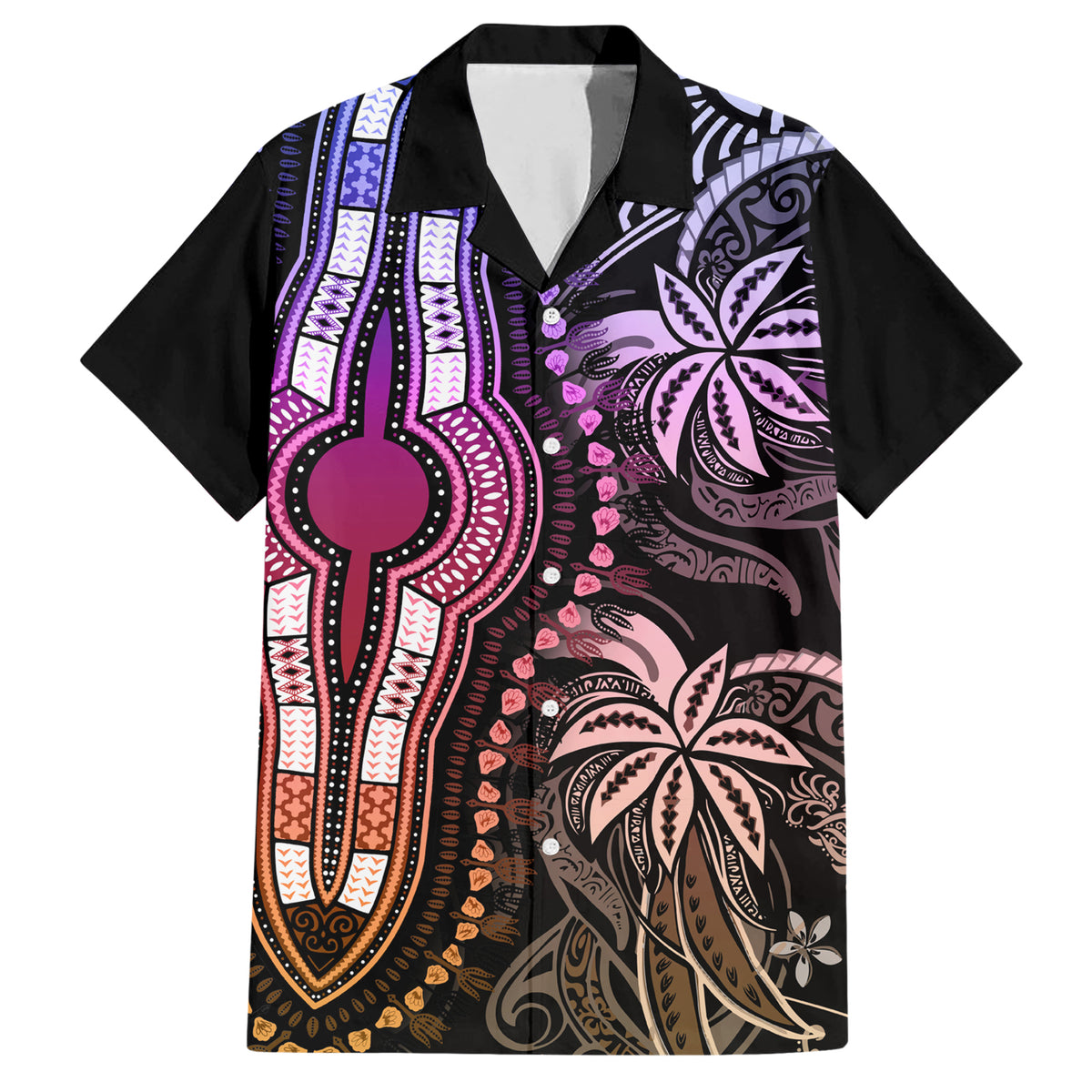 Polynesia Dashiki Family Matching Short Sleeve Bodycon Dress and Hawaiian Shirt Polynesia and Africa Traditional Special Together Pastel LT9 Dad's Shirt - Short Sleeve Pastel - Polynesian Pride