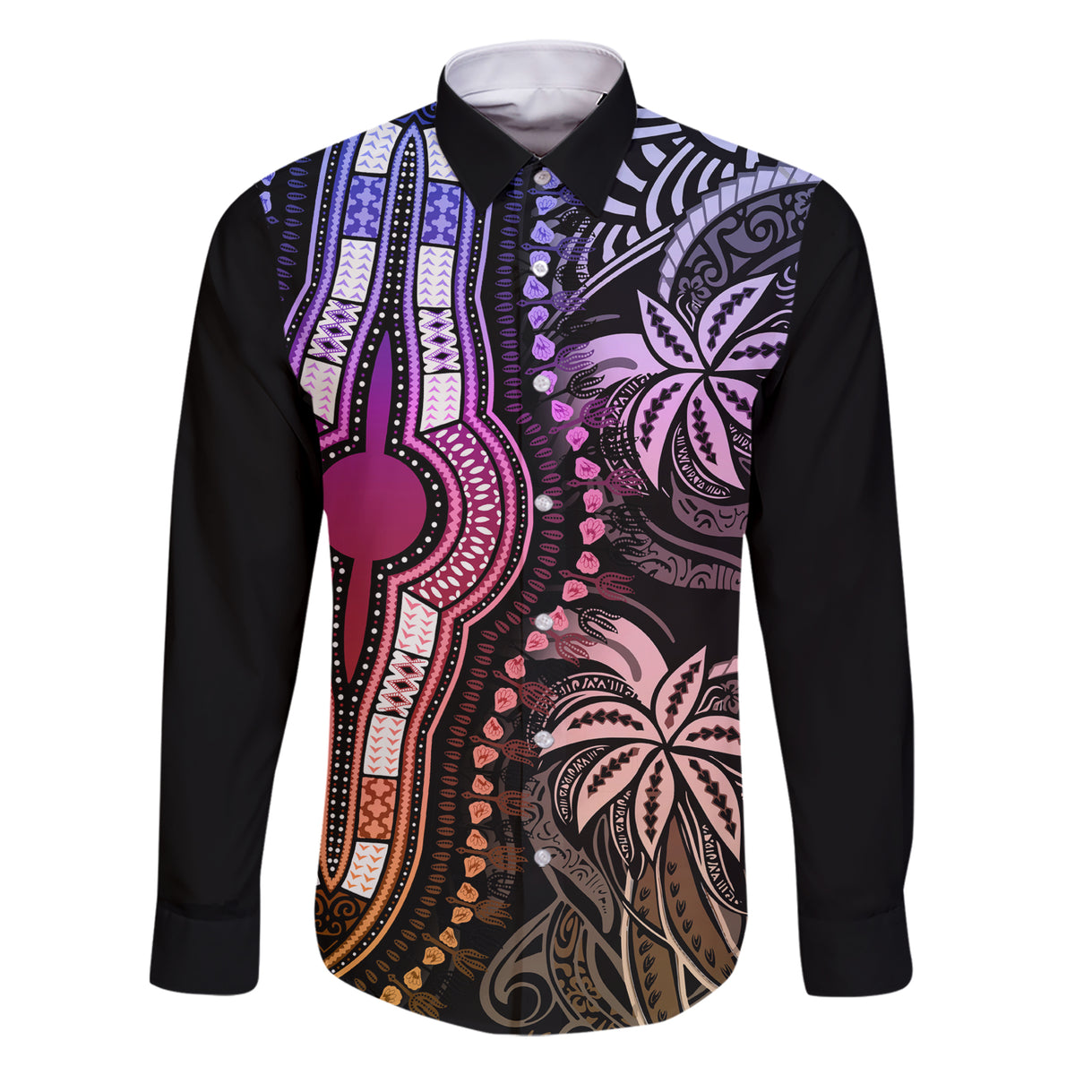 Polynesia Dashiki Family Matching Short Sleeve Bodycon Dress and Hawaiian Shirt Polynesia and Africa Traditional Special Together Pastel LT9 Dad's Shirt - Long Sleeve Pastel - Polynesian Pride