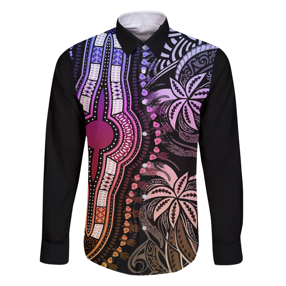 Polynesia Dashiki Family Matching Summer Maxi Dress and Hawaiian Shirt Polynesia and Africa Traditional Special Together Pastel LT9 Dad's Shirt - Long Sleeve Pastel - Polynesian Pride