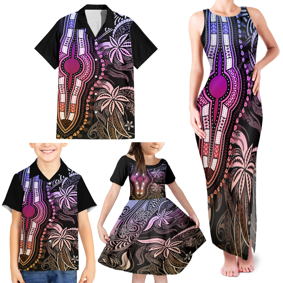 Polynesia Dashiki Family Matching Tank Maxi Dress and Hawaiian Shirt Polynesia and Africa Traditional Special Together Pastel LT9 - Polynesian Pride