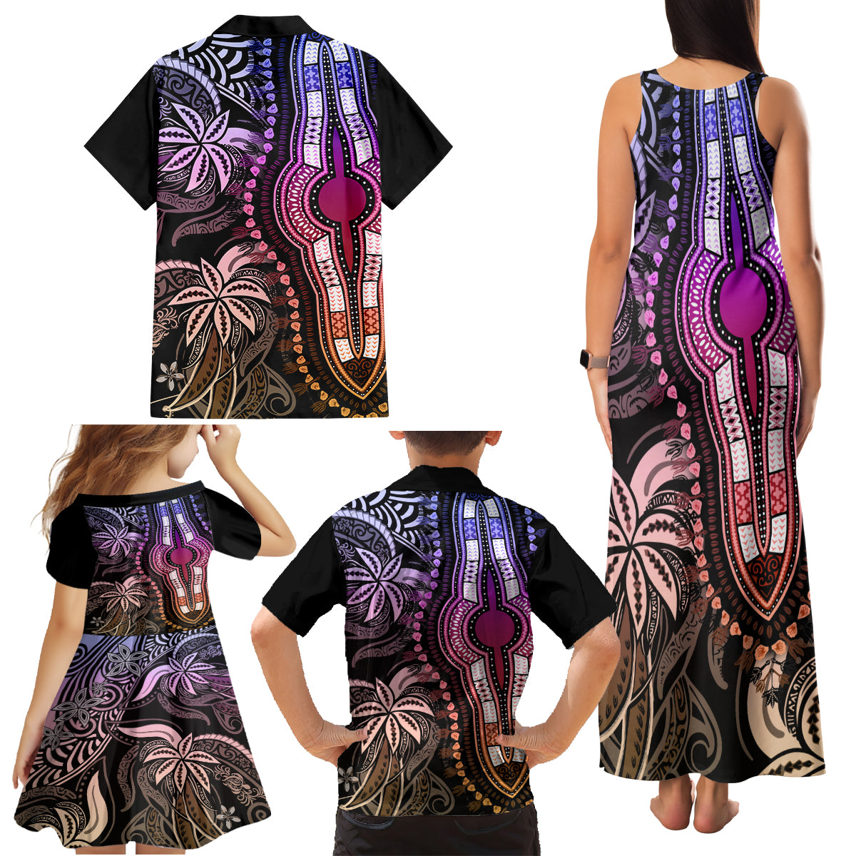 Polynesia Dashiki Family Matching Tank Maxi Dress and Hawaiian Shirt Polynesia and Africa Traditional Special Together Pastel LT9 - Polynesian Pride