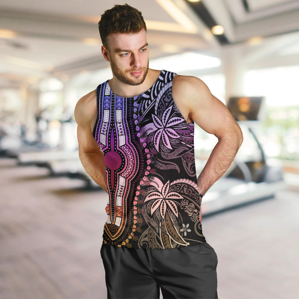 Polynesia Dashiki Men Tank Top Polynesia and Africa Traditional Special Together Pastel LT9 - Polynesian Pride