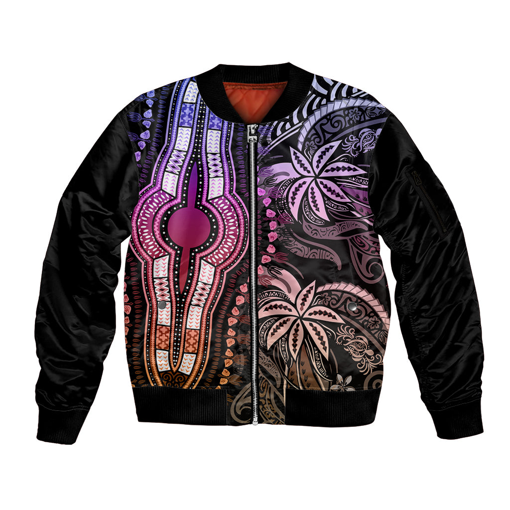 Polynesia Dashiki Sleeve Zip Bomber Jacket Polynesia and Africa Traditional Special Together Pastel LT9 Unisex Pastel - Polynesian Pride