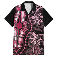 Polynesia Dashiki Family Matching Off Shoulder Long Sleeve Dress and Hawaiian Shirt Polynesia and Africa Traditional Special Together Pink LT9 Dad's Shirt - Short Sleeve Pink - Polynesian Pride
