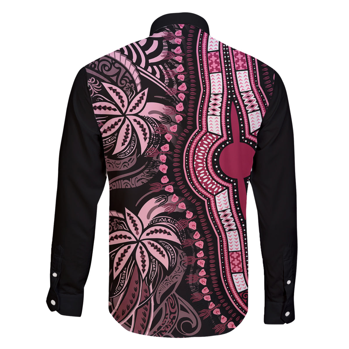 Polynesia Dashiki Family Matching Off Shoulder Maxi Dress and Hawaiian Shirt Polynesia and Africa Traditional Special Together Pink LT9 - Polynesian Pride
