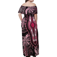 Polynesia Dashiki Family Matching Off Shoulder Maxi Dress and Hawaiian Shirt Polynesia and Africa Traditional Special Together Pink LT9 - Polynesian Pride