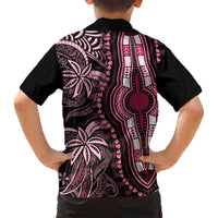 Polynesia Dashiki Family Matching Short Sleeve Bodycon Dress and Hawaiian Shirt Polynesia and Africa Traditional Special Together Pink LT9 - Polynesian Pride