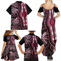 Polynesia Dashiki Family Matching Summer Maxi Dress and Hawaiian Shirt Polynesia and Africa Traditional Special Together Pink LT9 - Polynesian Pride