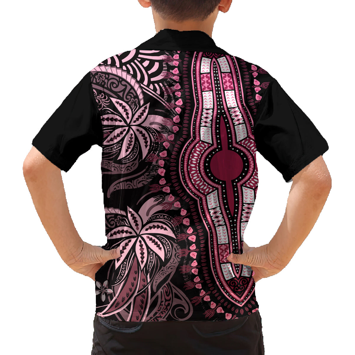 Polynesia Dashiki Family Matching Tank Maxi Dress and Hawaiian Shirt Polynesia and Africa Traditional Special Together Pink LT9 - Polynesian Pride