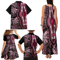Polynesia Dashiki Family Matching Tank Maxi Dress and Hawaiian Shirt Polynesia and Africa Traditional Special Together Pink LT9 - Polynesian Pride