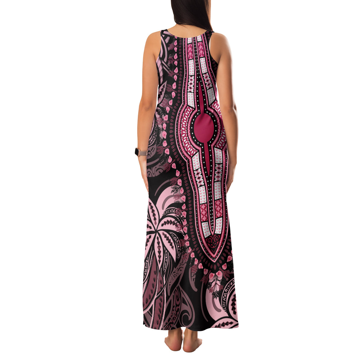 Polynesia Dashiki Family Matching Tank Maxi Dress and Hawaiian Shirt Polynesia and Africa Traditional Special Together Pink LT9 - Polynesian Pride