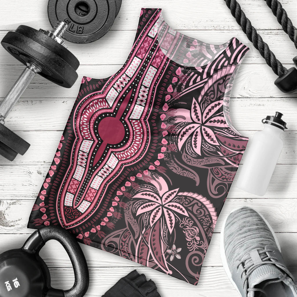 Polynesia Dashiki Men Tank Top Polynesia and Africa Traditional Special Together Pink LT9 Pink - Polynesian Pride