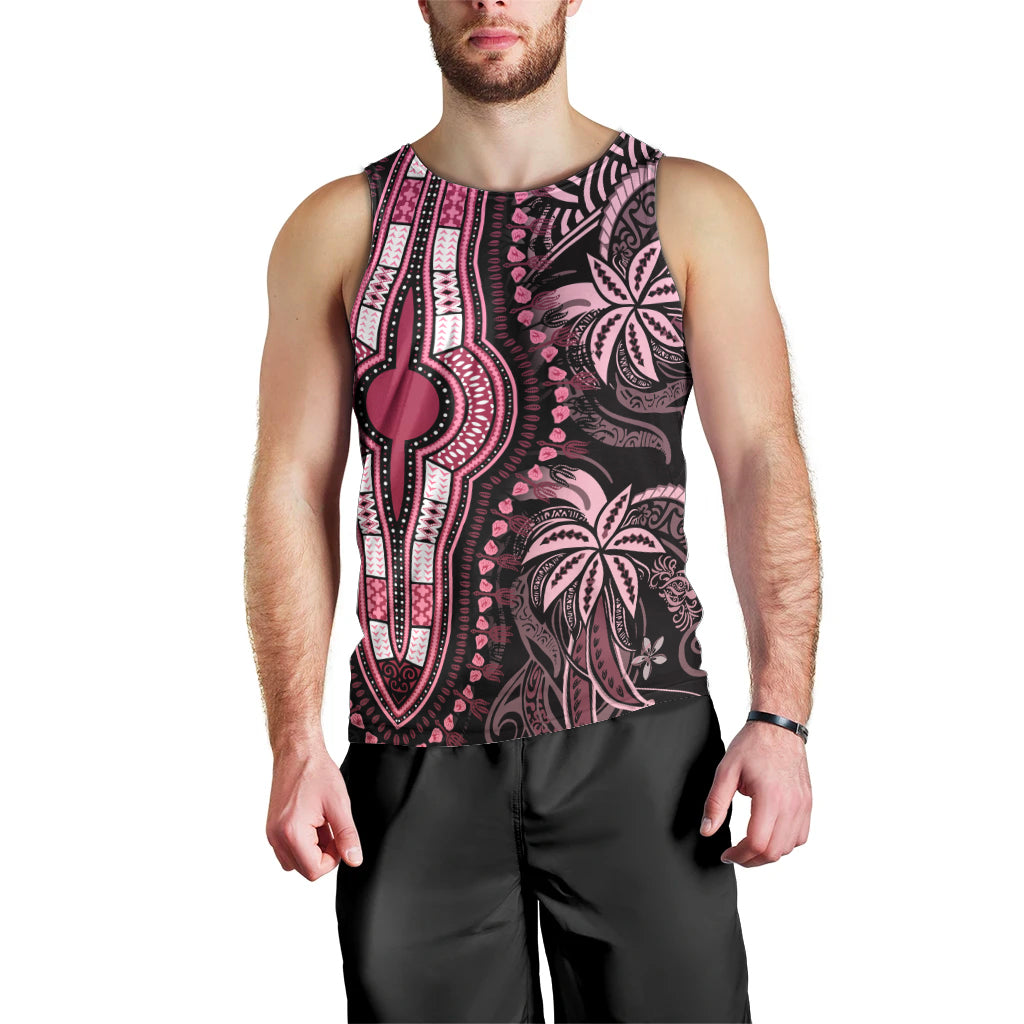 Polynesia Dashiki Men Tank Top Polynesia and Africa Traditional Special Together Pink LT9 - Polynesian Pride
