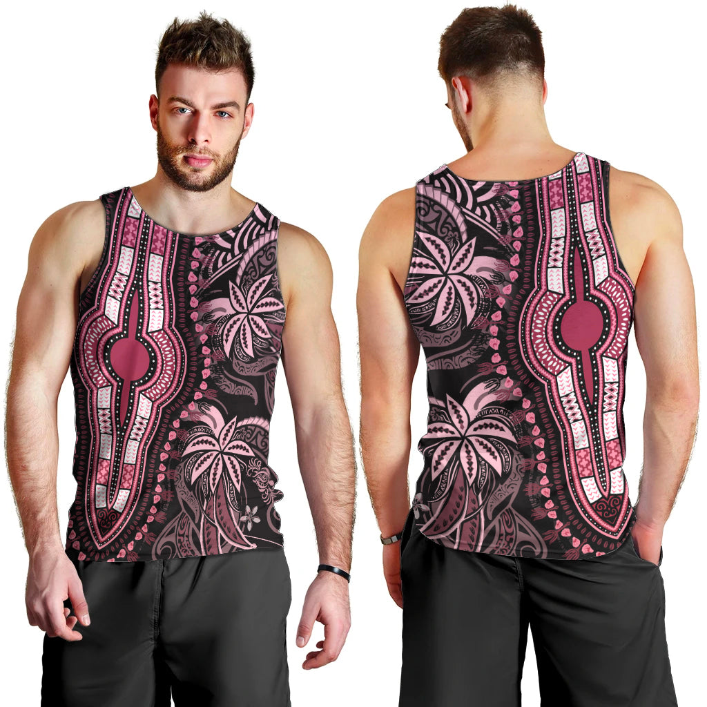 Polynesia Dashiki Men Tank Top Polynesia and Africa Traditional Special Together Pink LT9 - Polynesian Pride