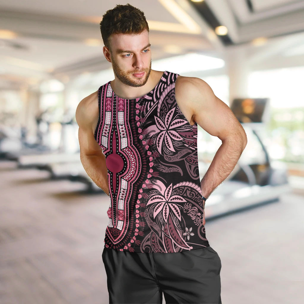 Polynesia Dashiki Men Tank Top Polynesia and Africa Traditional Special Together Pink LT9 - Polynesian Pride