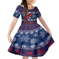 Samoa Manuia Le Kirisimasi Family Matching Long Sleeve Bodycon Dress and Hawaiian Shirt Samoan Fishing Tribal Pattern Christmas Vibe LT9 Daughter's Dress Red - Polynesian Pride