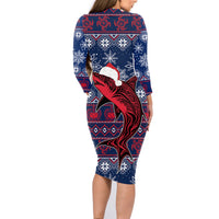 Samoa Manuia Le Kirisimasi Family Matching Long Sleeve Bodycon Dress and Hawaiian Shirt Samoan Fishing Tribal Pattern Christmas Vibe LT9 - Polynesian Pride