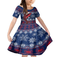 Samoa Manuia Le Kirisimasi Family Matching Mermaid Dress and Hawaiian Shirt Samoan Fishing Tribal Pattern Christmas Vibe LT9 Daughter's Dress Red - Polynesian Pride