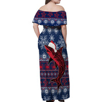 Samoa Manuia Le Kirisimasi Family Matching Off Shoulder Maxi Dress and Hawaiian Shirt Samoan Fishing Tribal Pattern Christmas Vibe LT9 - Polynesian Pride