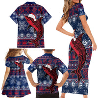 Samoa Manuia Le Kirisimasi Family Matching Short Sleeve Bodycon Dress and Hawaiian Shirt Samoan Fishing Tribal Pattern Christmas Vibe LT9 - Polynesian Pride